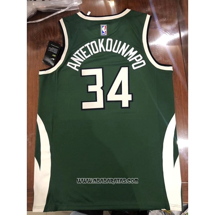 Camiseta Milwaukee Bucks Giannis Antetokounmpo #34 Earned 2020-21 Verde